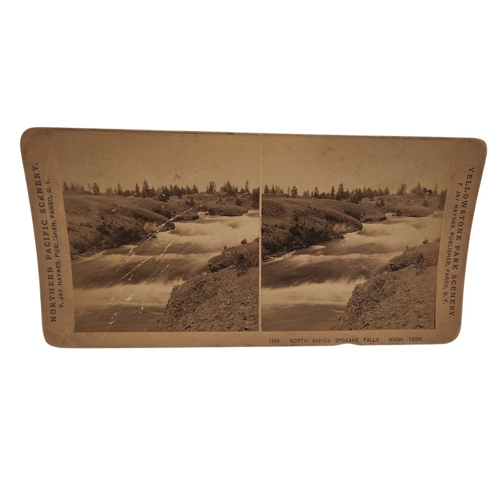 Antique North Rapids Spokane Falls Wash Terr Stereoview F Jay Haynes Photo Card